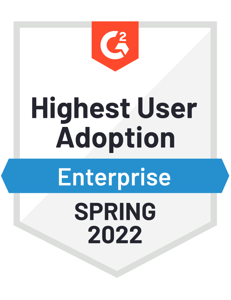 G2 Highest User Adoption Enterprise Spring 2022