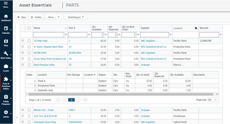 Asset Essentials Spare Part Log