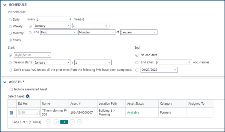 Asset Essentials PM and PDM Schedule Dashboard