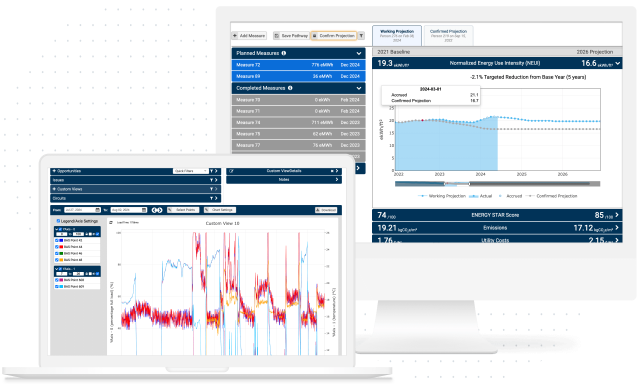 Screenshot of Stream using the data to report progress on initiatives at the property or portfolio level