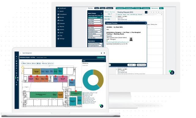 Screenshot of how TheWorxHub is an interconnected healthcare suite that efficiently manages everything that your operational team encounters, including work orders, assets, compliance tasks