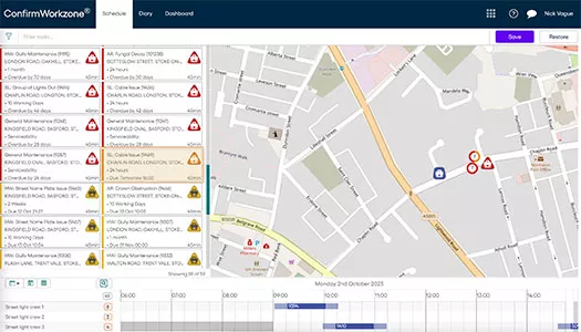 Schedule street light maintenance - Confirm Workzone